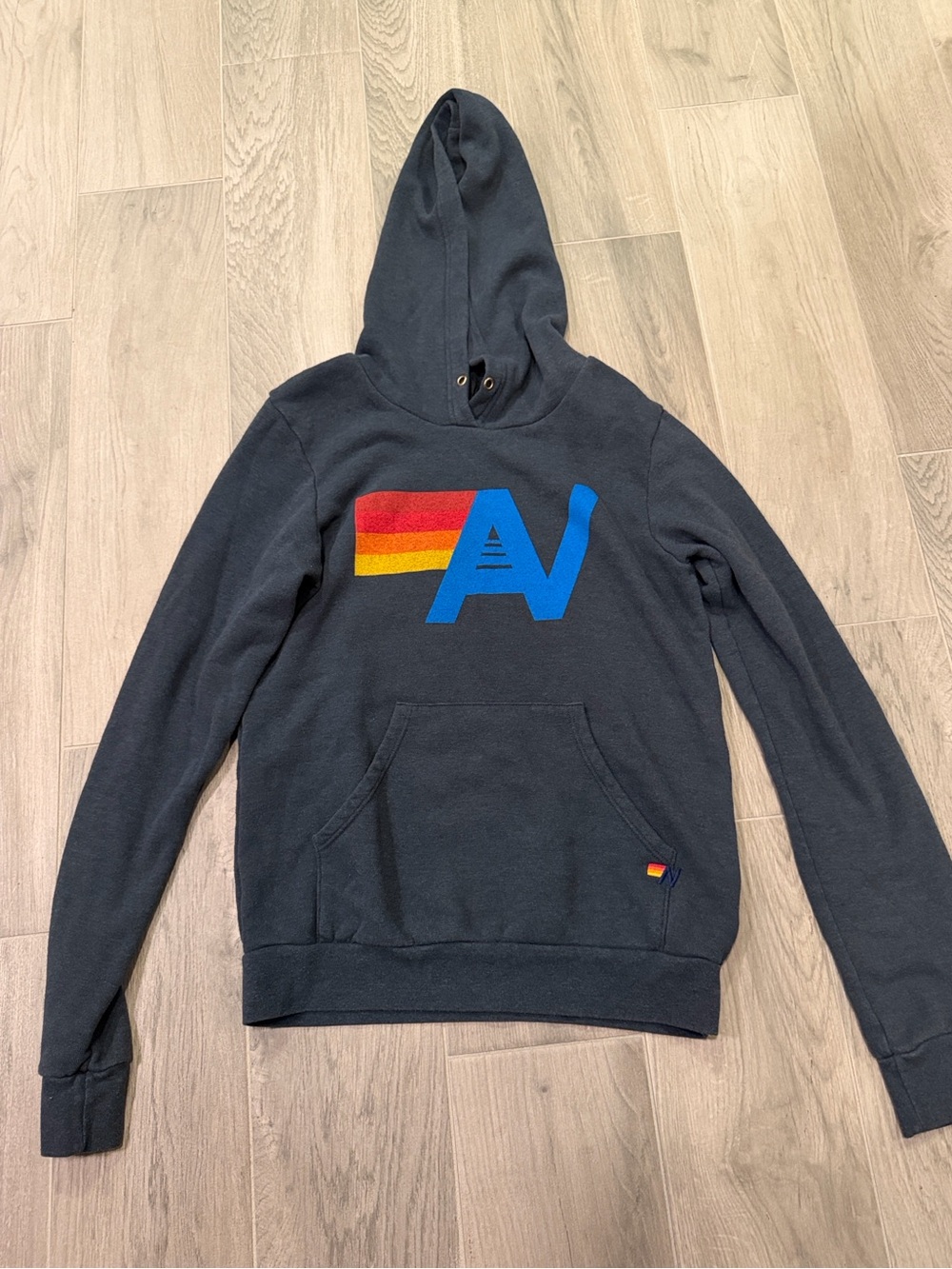 Aviator Nation Woman’s Navy Graphic Hoodie with Logo Size 14